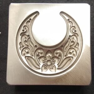 Half Moon Floral Impression Die - 25mm Steel Jewelry Tool