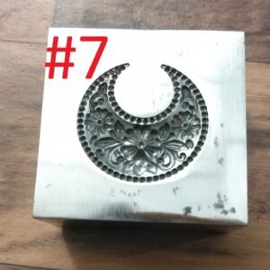 Floral Crescent Steel Impression Die: Jewelry Making Tool, 25mm