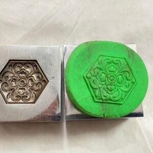 Floral Hexagon Impression Die: 25mm Steel Jewelry Tool
