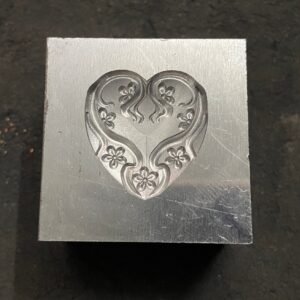 Floral Heart Impression Die: Steel Jewelry Making Tool (25mm)